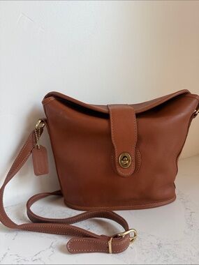 Vintage Coach Nottingham Brown Leather Binocular Crossbody Bag